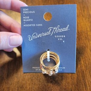 Universal Thread Gold Stackable Rings with Rose Quartz Accents- Assorted Sizes